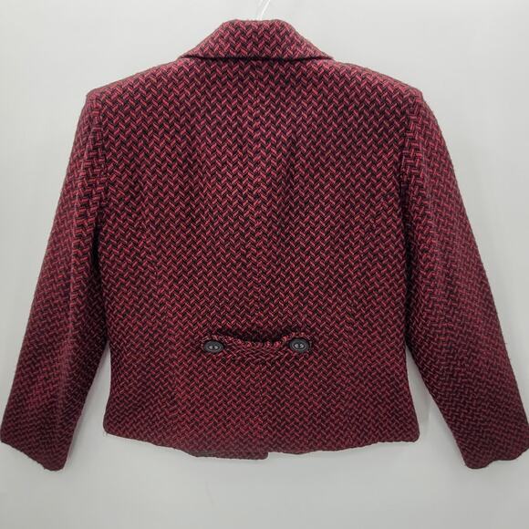 JM Collection Vintage Pink Black Herringbone Coquette 2 Button Jacket - Picture 3 of 14